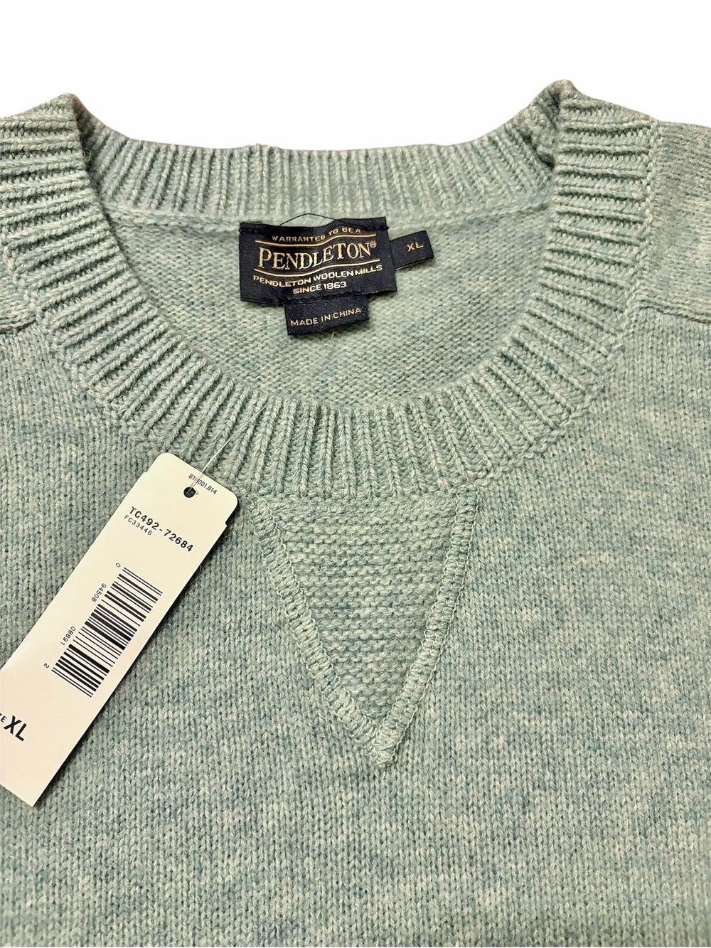Pendleton men’s lambswool crewneck sweater in sage green Size XL - Picture 4 of 7